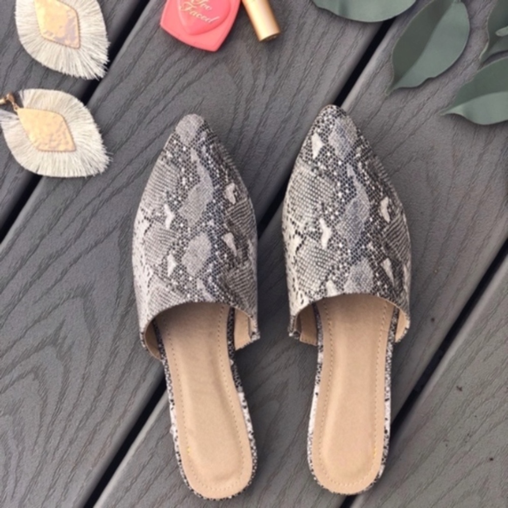 FINAL - SAVANNAH vegan leather Snake Print Mules - Picture 2 of 7
